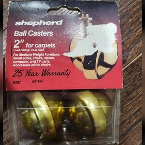 Vintage Shepherd 2” Brass Ball Casters Wheels MCM Mid-Century Modern QTY 2